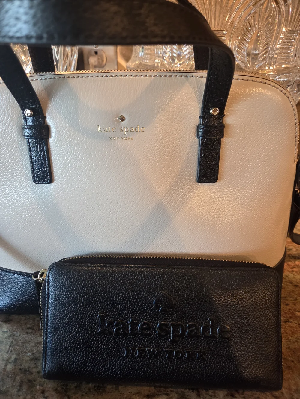 kate spade New York Two-Tone Black Cream Satchel With Wallett - Picture 2 of 7